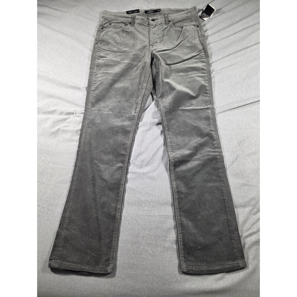NWT Lauren Ralph Lauren Sz 14 Stretch Corduroy‎ Mid-Rise Straight Legs Pant Gray